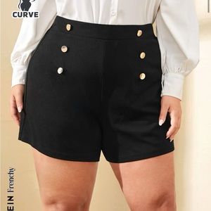 SHEIN Frenchy Plus High Waist Fake Button Shorts